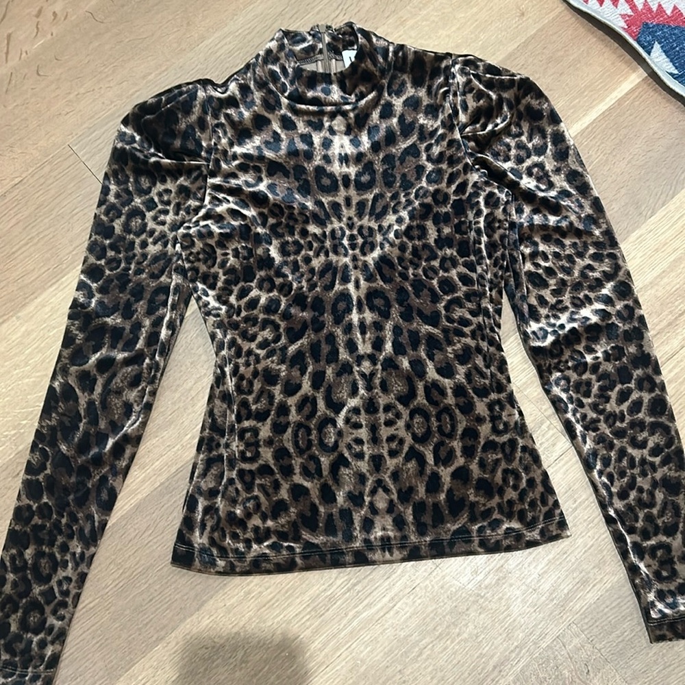 Lini animal print velour blouse